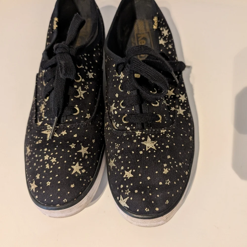 KEDS Celestial Sneakers‎ Black And Gold Stars Sz. 7.5